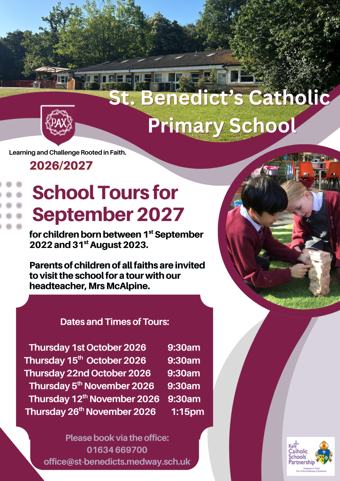 School Tours now available for September 2027 